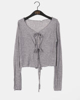 Turrat Frill Wave See-Through Ribbon Strap Cardigan