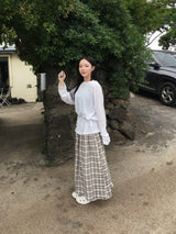 Maple Check Banded Shirred Skirt (3c)