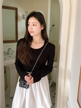 Basic U-neck Rib Puff Knit (5color)