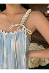Sky Cloud Cancan Sleeveless Long One Piece