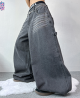 STRAP BALLOON WIDE DENIM🖤💙 - 2 COLORS