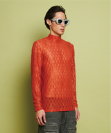 CHECK MESH TURTLENECK TOP