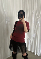 DOT MESH LAYERED CAN CAN SKIRT (IVORY, BLACK 2COLORS!)