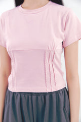 Heart Logo Shirring Detail Top Pink