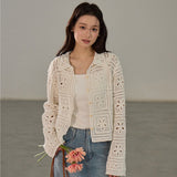 Antique Crochet Punching Long Sleeve Cardigan