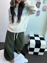 テディフリース🤎🐻 S-L🧸3サイズ ロングワイドヒーターパンツ 🤎💙💚3COLOR