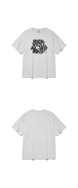 Blur Effect Round T-Shirt-Grey