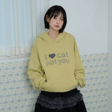 I LOVE CAT NOT YOU CAT EAR HOODIE - LIGHT GREEN