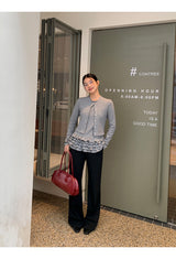 Gray Under Frill Layered Cardigan Top