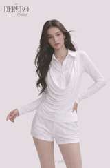 Lily Shirring Shirt Long Sleeve Top