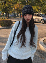 Wend Wool Bokashi Pastel Loose Fit Round Knit