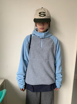Chiffonne Brushed Hood Half Zip-Up Fleece Sweatshirt