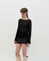 Ribbon Tied Mini Skirt Pants _ BROWN