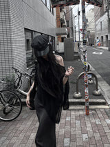 see-through overfit knit cape