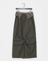 Newman Contrast Pintuck Strap Wide Long Pants