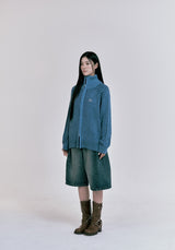 TWO TONE KNIT ZIP-UP