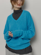 WOOL V-NECK KNIT (BLUE)