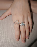 [925SILVER] COOKIE FRAME HEART STUD RING