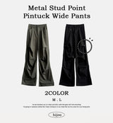 Lec Pintuck Metal Stud Parasuit Pants