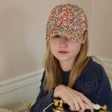 Round Logo Tweed Ball Cap (Red&Blue&Orange)