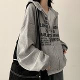 Lantic Lettering Boxy Fit Two Way Hooded Zip-Up