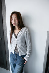 wrinkle mesh loop cardigan(3colors)