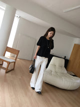 Front pocket semi bootcut pants