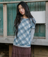 SHEER CHECK LAYERED LS TEE(CV2GFFT557A)