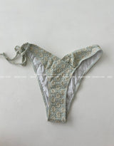 Flower embroidered tube top bikini