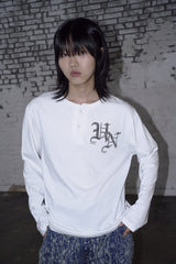 UN Gothic Henley Neck Long Sleeve White