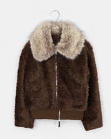 Nuha Faux-Fur Collar Quilted Short Zip-Up Jacket