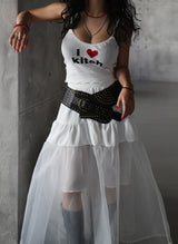 cancan frill see-through see-through long skirt