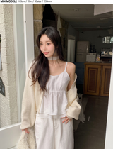 [SHOPPERMADE] シフォンレイヤードノースリーブブラウス + ネクタイセット