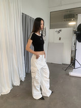 スポーツクロップラウンドショートスリーブTシャツ