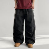 Curz Nylon Knee Pintuck Track String Wide Pants
