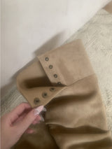 Dion Suede Buckle Long Boots (beige)