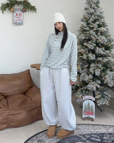 ベイルダイアゴナルボタンフードボーダー長袖