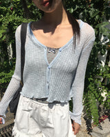 アシフリルパンチングシースルーカーディガン