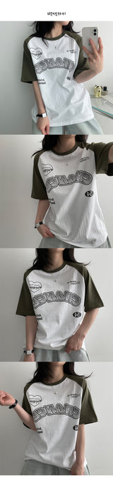 [H&L] CHANCE Color Raglan Short Sleeve T-shirt
