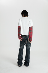 SEXXDEVIL "I LOVE 3EX" Red Plaid Layered TEE