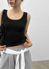 [MADE] Cozeti Lace Square Neck Sleeveless Top