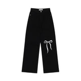 リボン刺繍ブラックデニムパンツ コード18203