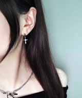 Cross Cubic Silver Earrings