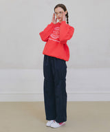 Shirring Nylon Straight Pants - Navy
