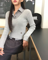 Yami Ribbed Deep V-Neck Knit
