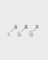 3, 4, 5mm ボールピアス (ホワイト)
