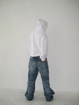 Vintage Graphic Lettering Two-Way Zip Hoodie (3c)