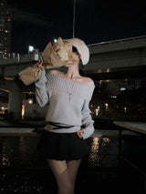 [BELLIDE MADE] KISSME, OFF-SHOULDER FINGER HOLE KNIT