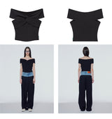 Off-the-shoulder twist-front blouse