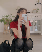 Buckle short sleeve cardigan